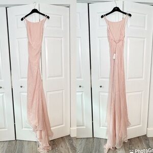Fame and Partners Strappy Draped Pink Gown